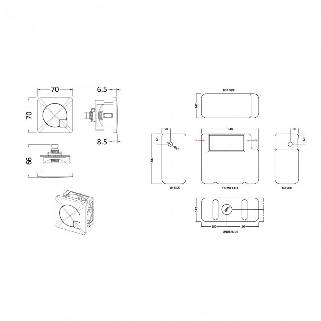 Trio Concealed Cistern with Side Inlet Dual Flush Button