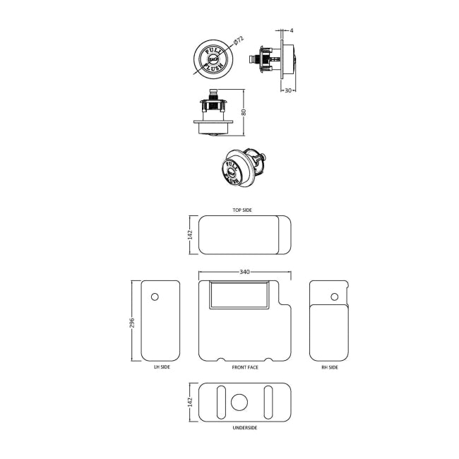 Trio Concealed Cistern with Side Inlet Dual Flush Button
