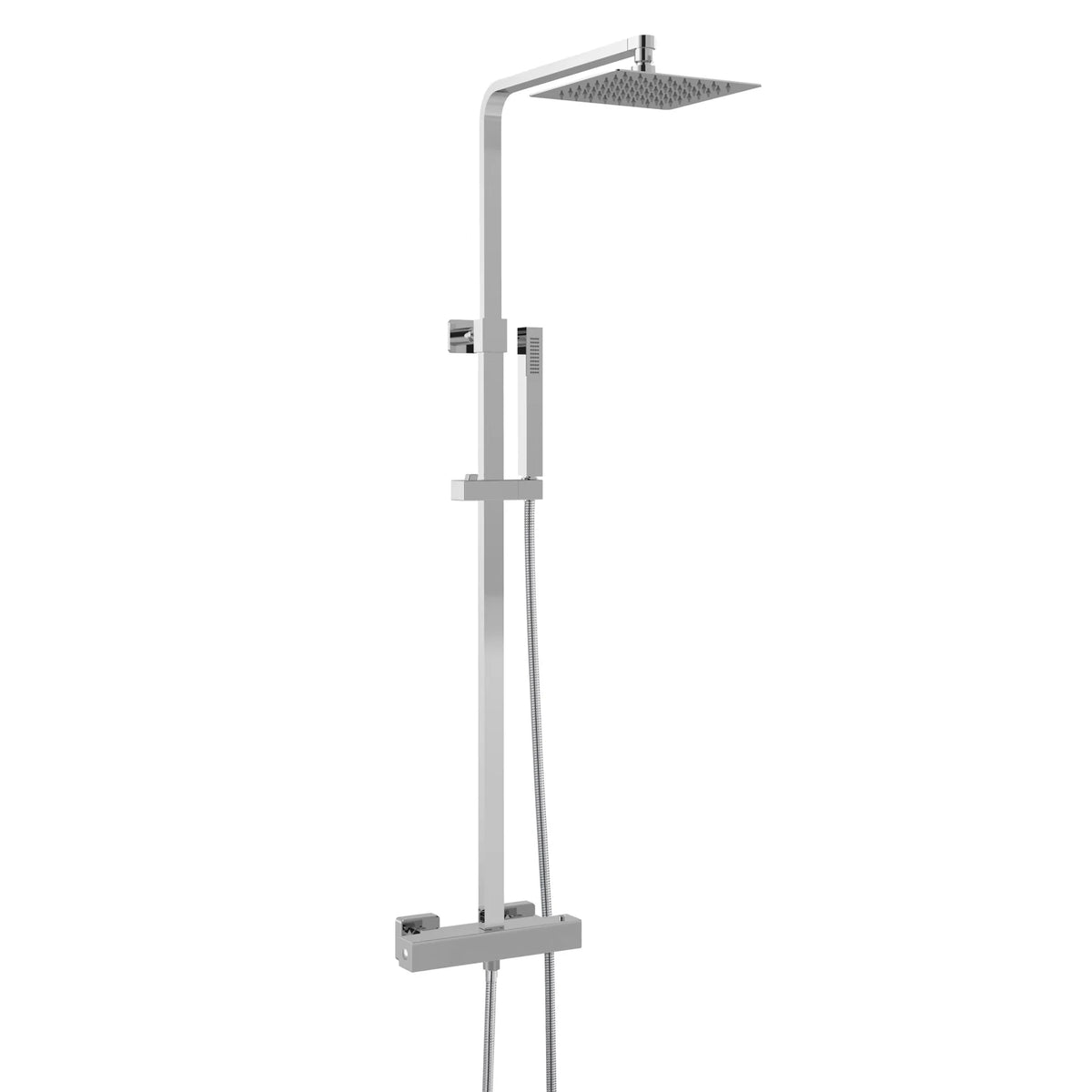 Omega Dual Thermostatic Bar Shower Valve and Square Head Kit - Chrome