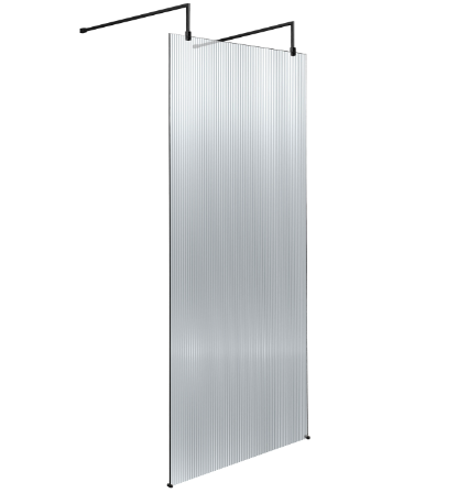 Haven 8mm Glass Fluted Wetroom Panel With Arms And Feet
