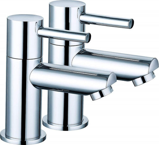VeeBath Taps > Basin Taps Round Basin Taps Basin Sink Twin Taps Hot and Cold Taps Bathroom Water Faucet Pair Chrome