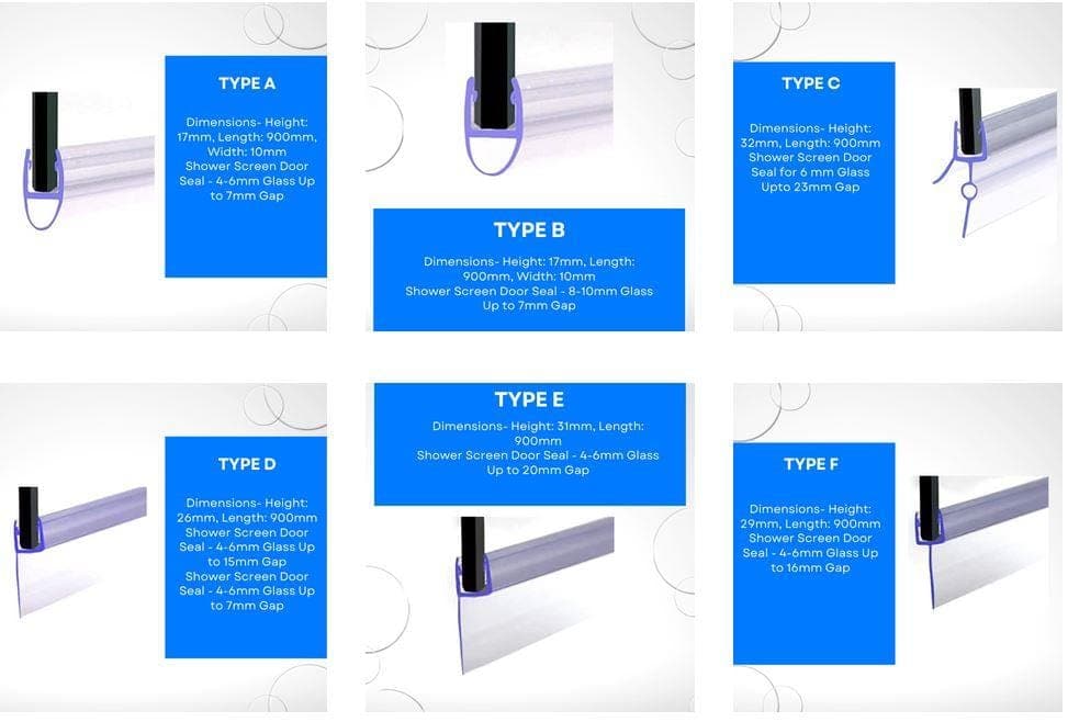 Bath Shower Screen Rubber Seal Strip Glass Thickness 46 and 810mm Ga Bathroom4Less