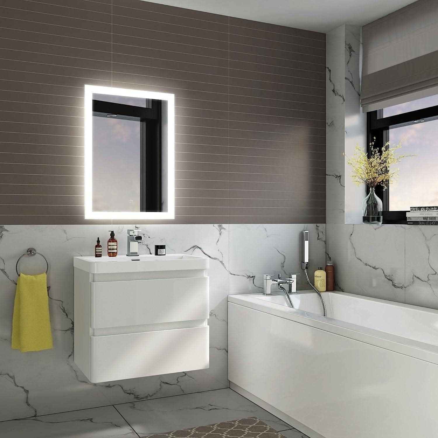 iBathUK Furniture > Mirrors Bathroom Illuminated LED Mirror with Light Sensor and Demister 500 x 700mm