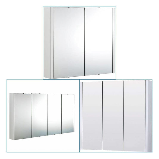VeeBath Furniture > Mirrors Bathroom Mirror Cabinet Cupboard 2 3 Doors Storage Wall Mounted Furniture White