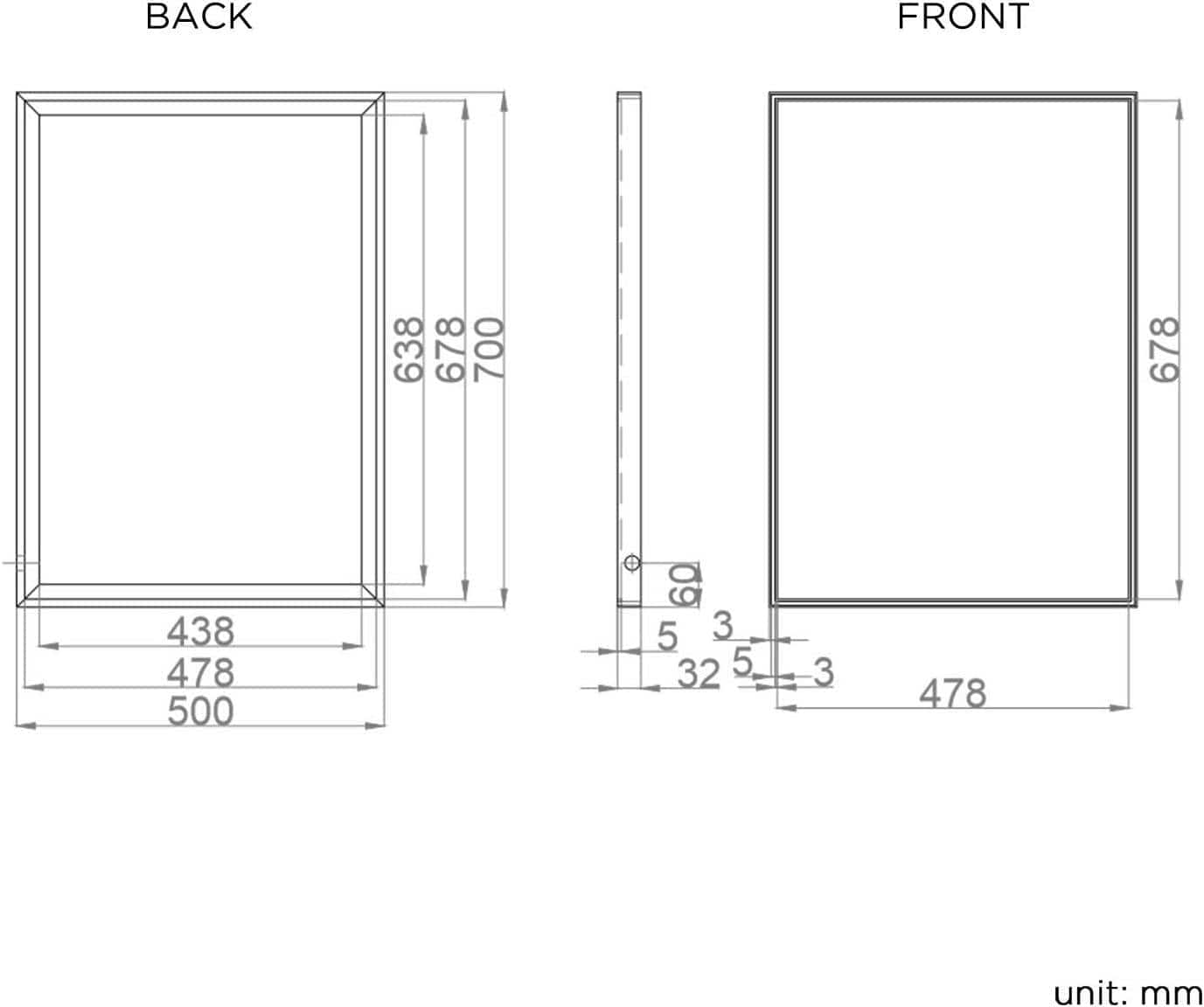 VeeBath Furniture > Mirrors Bathroom Mirror LED Illuminated Light Touch Sensor and Demister 500 x 700mm