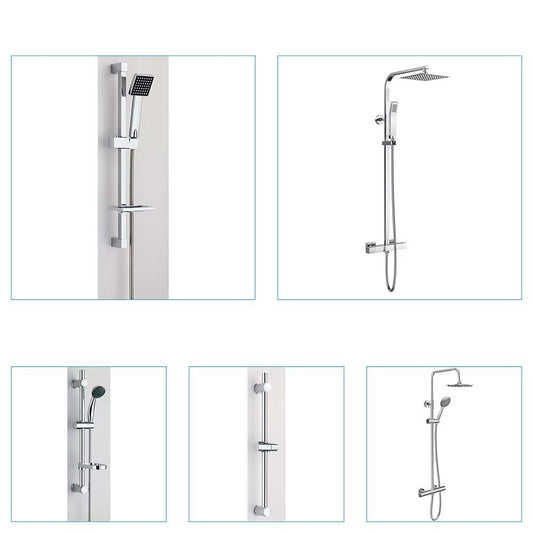 VeeBath �Showers > Slider Rail Kits Bathroom Shower Mixer Exposed Thermostatic Set Riser Rail Bar Shower Soap Dish