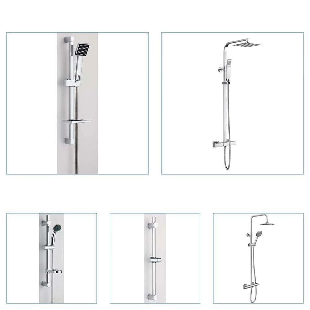 Bathroom Shower Mixer Exposed Thermostatic Set Riser Rail Bar Shower