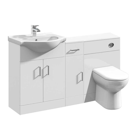 VeeBath Bathroom Vanity WC Toilet Cistern Pan Storage Cupboard Furniture Set - 1300mm