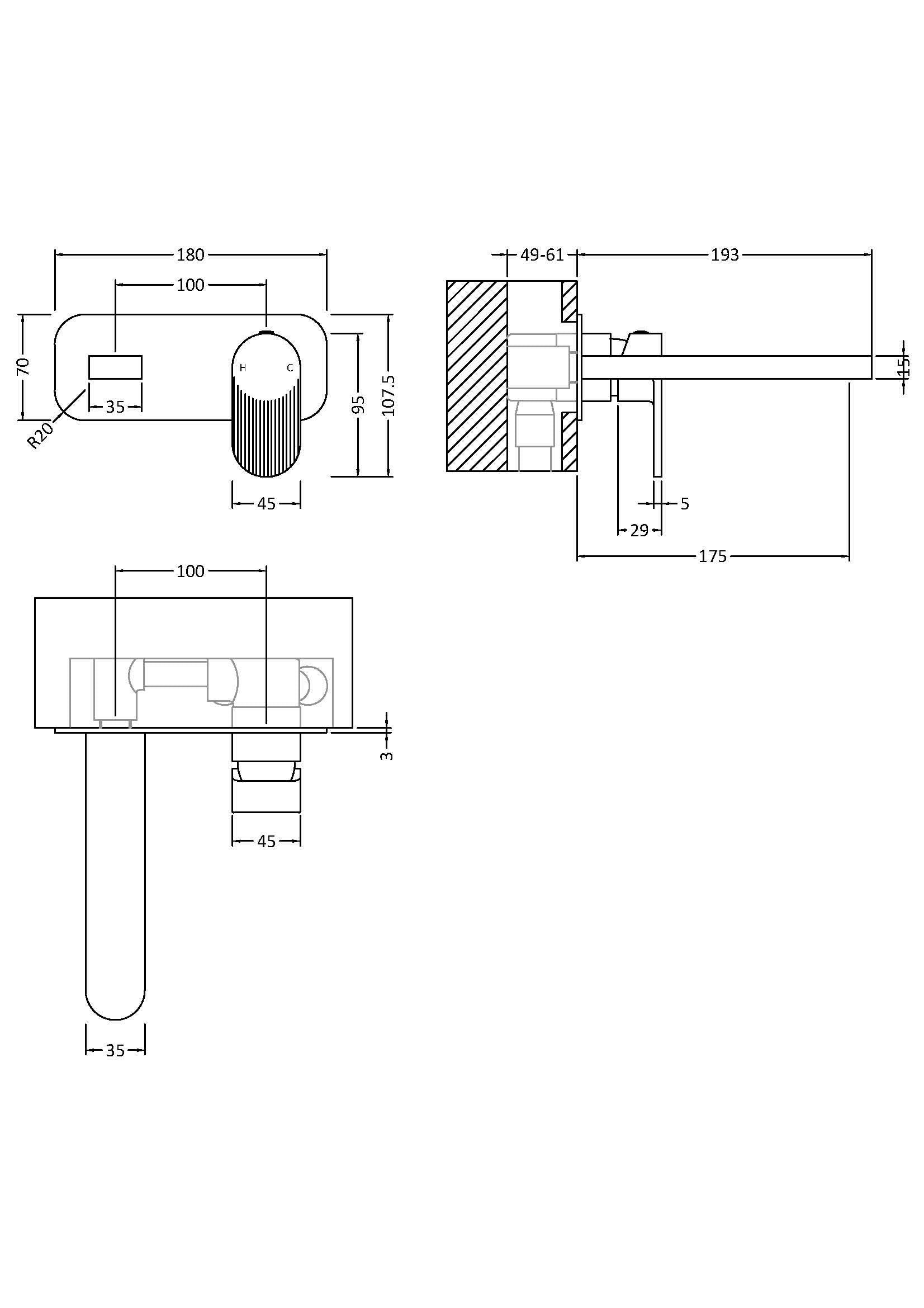Cove 2 Tap Hole Wall Mounted Basin Mixer Tap With Plate