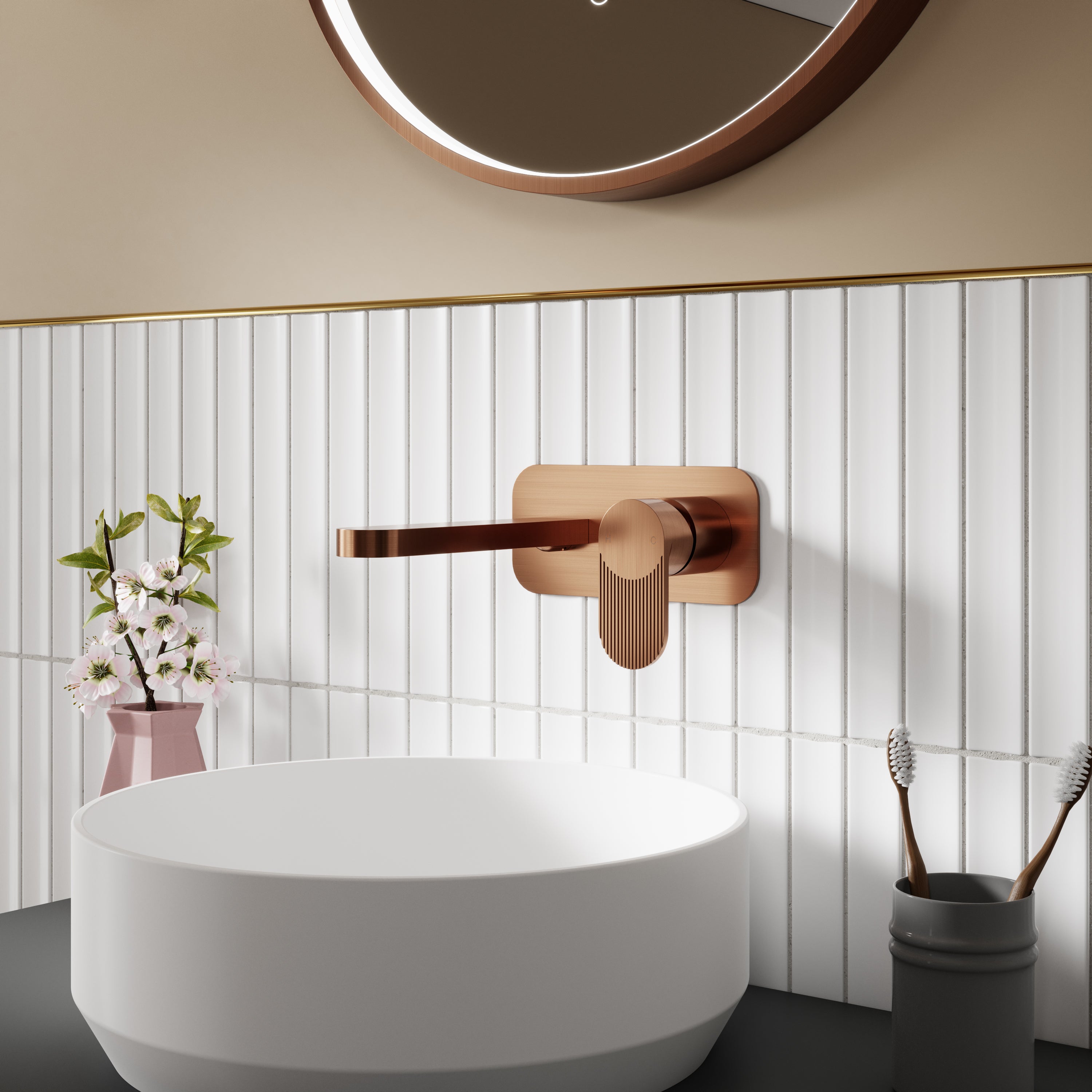 Cove 2 Tap Hole Wall Mounted Basin Mixer Tap With Plate