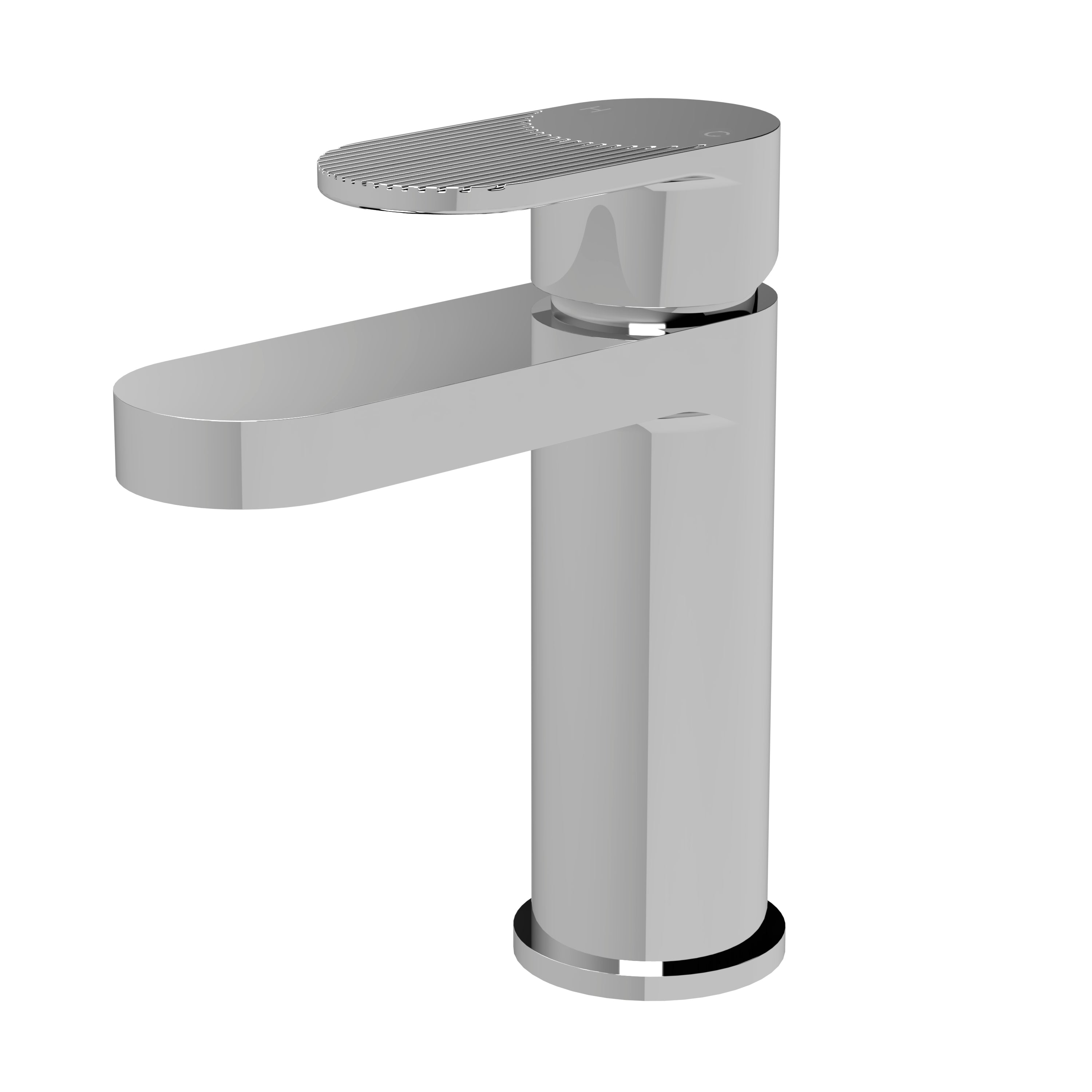 Cove Fluted Mono Basin Mixer Tap With Push Button Waste