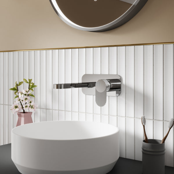 Cove 2 Hole Wall Mounted Basin Mixer Tap With Plate