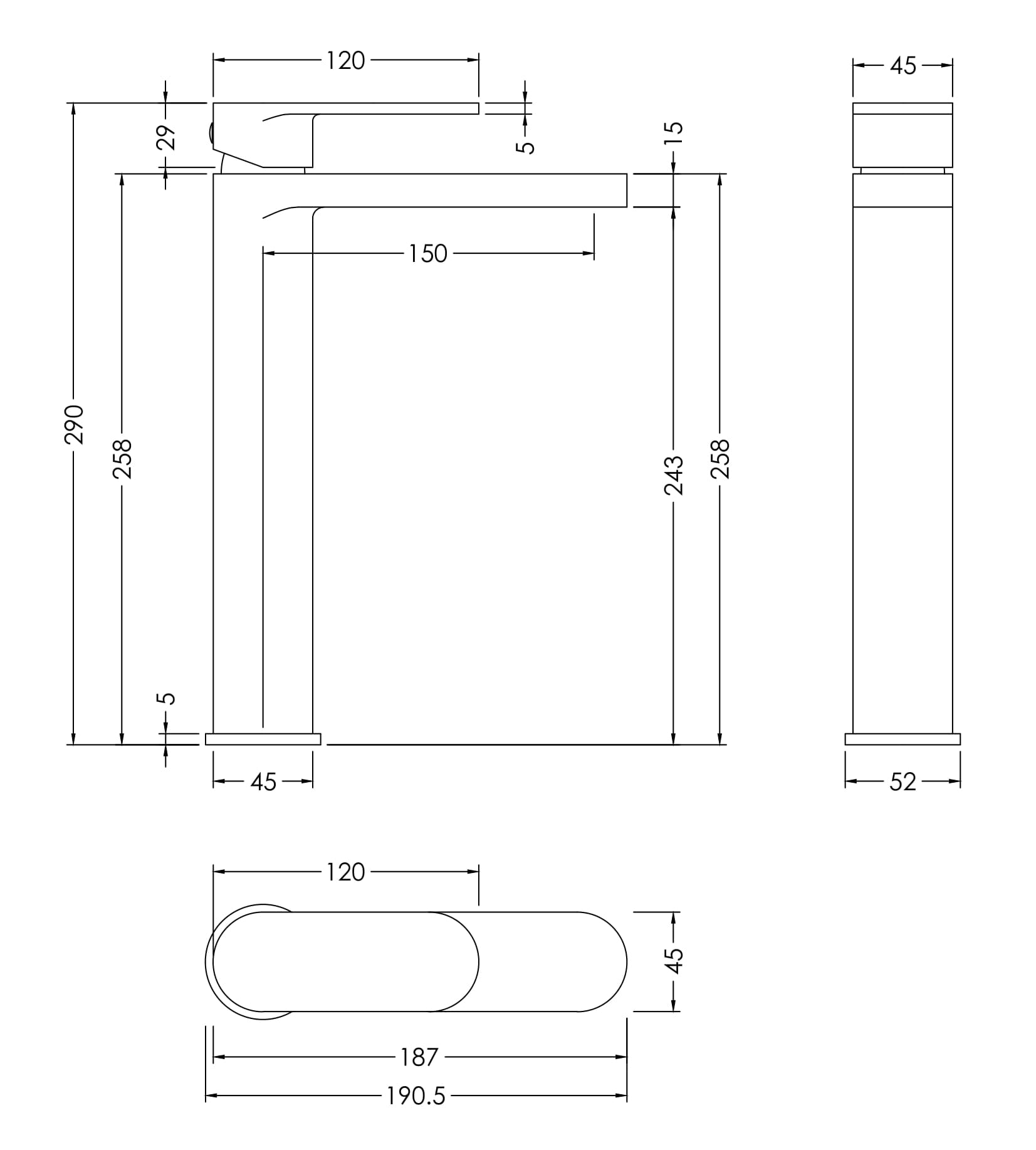 Brent High Rise Mono Basin Mixer Tap