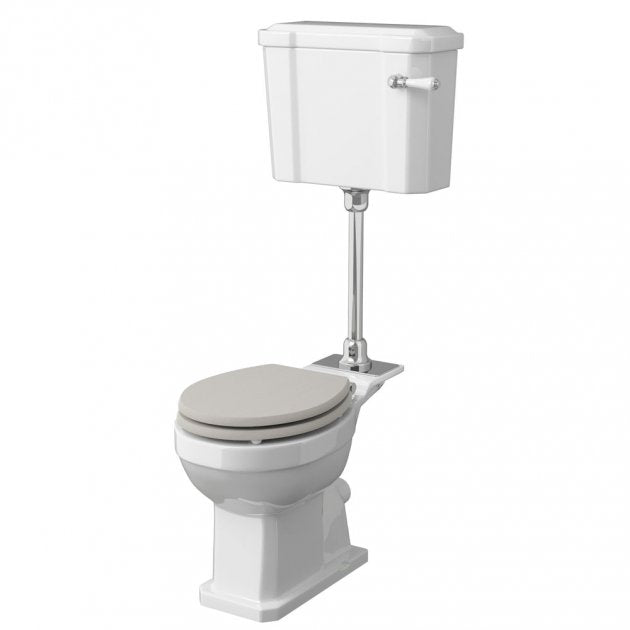 Classique Mid Level Toilet  with Lever Cistern, Seat & Flush Pipe Kit - White