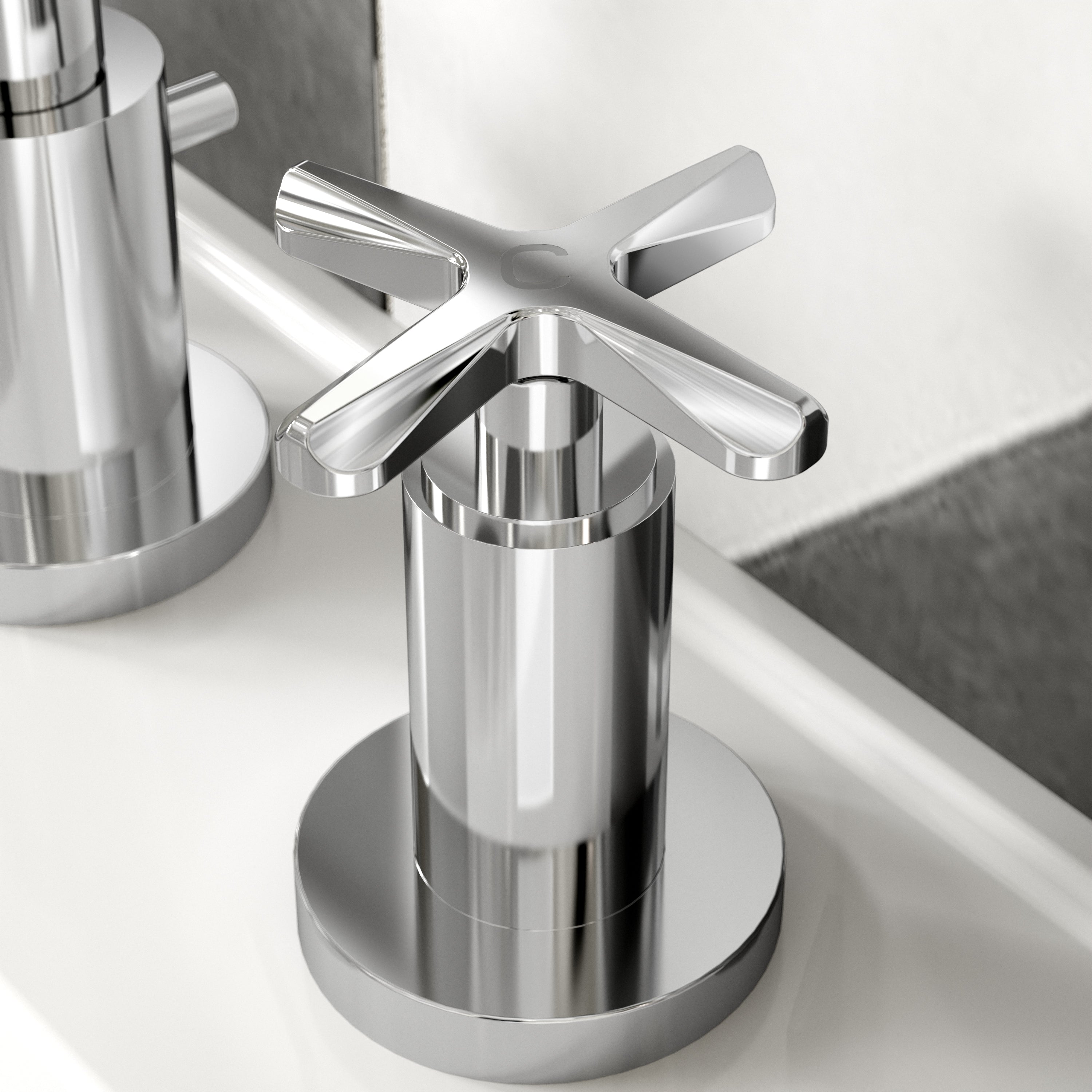 Cylin 3 Tap Hole Basin Mixer With Pop Up Waste - Chrome