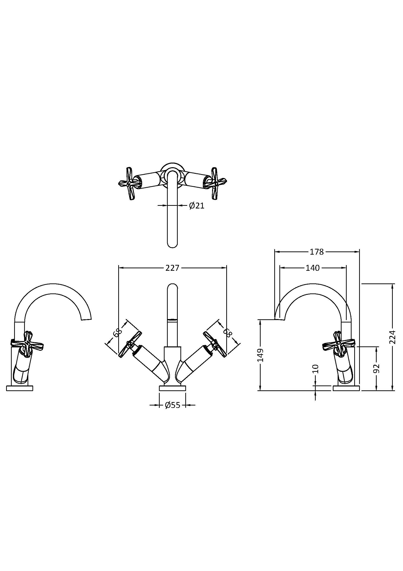 Cylin Deck Mounted Mono Basin Mixer With Pop Up Waste