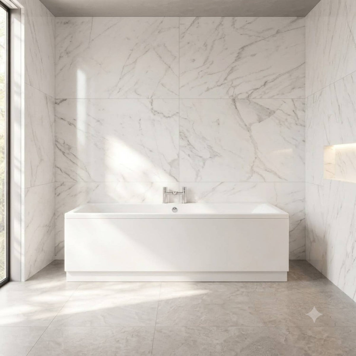 Origin Thin Edge Rectangular Double Ended Bath With Legs - White