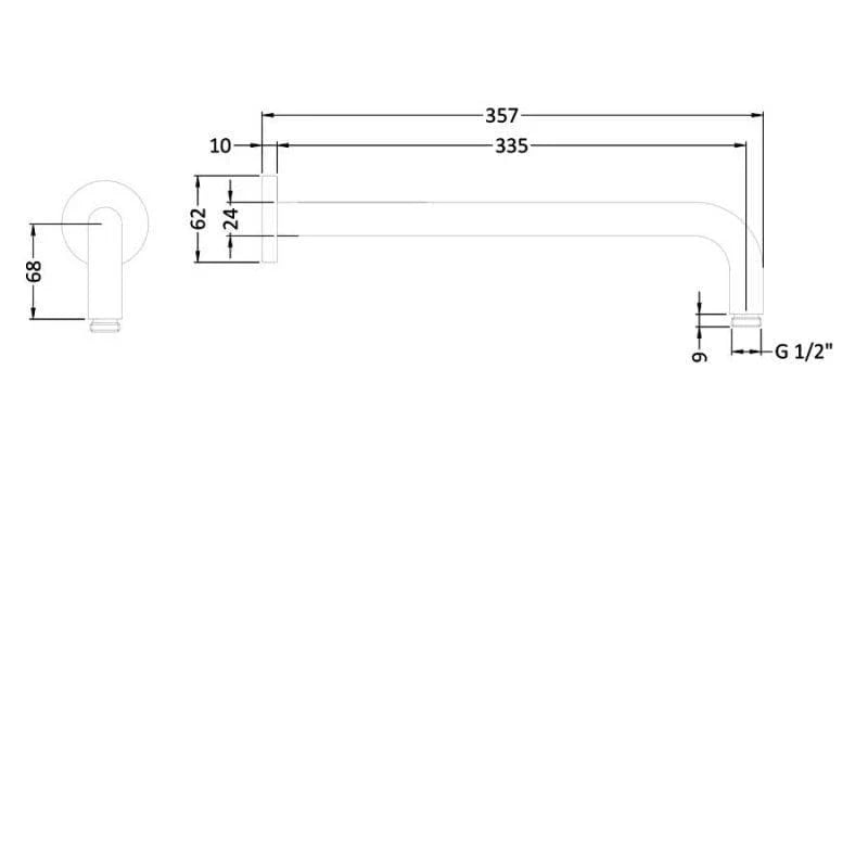 Hype Wall-Mounted Shower Arm - 104mm