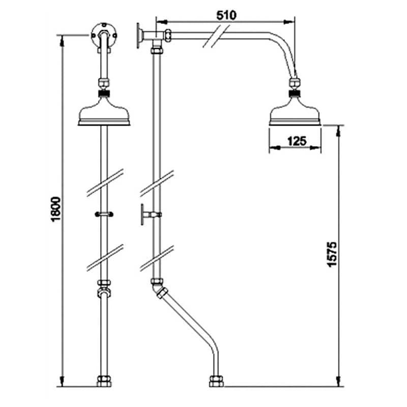 Omega Rigid Riser Kit Shower Kit - Chrome
