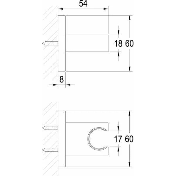 Hype Square Shower Wall Bracket - Chrome