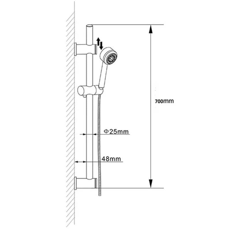 Omega Shower Slide Rail Kit - Chrome
