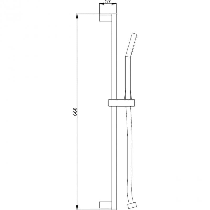 Omega 700mm Square Slider Rail Shower Kit - Chrome