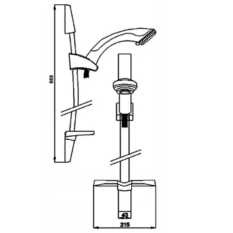Omega Shower Slide Rail Kit Slide - Chrome