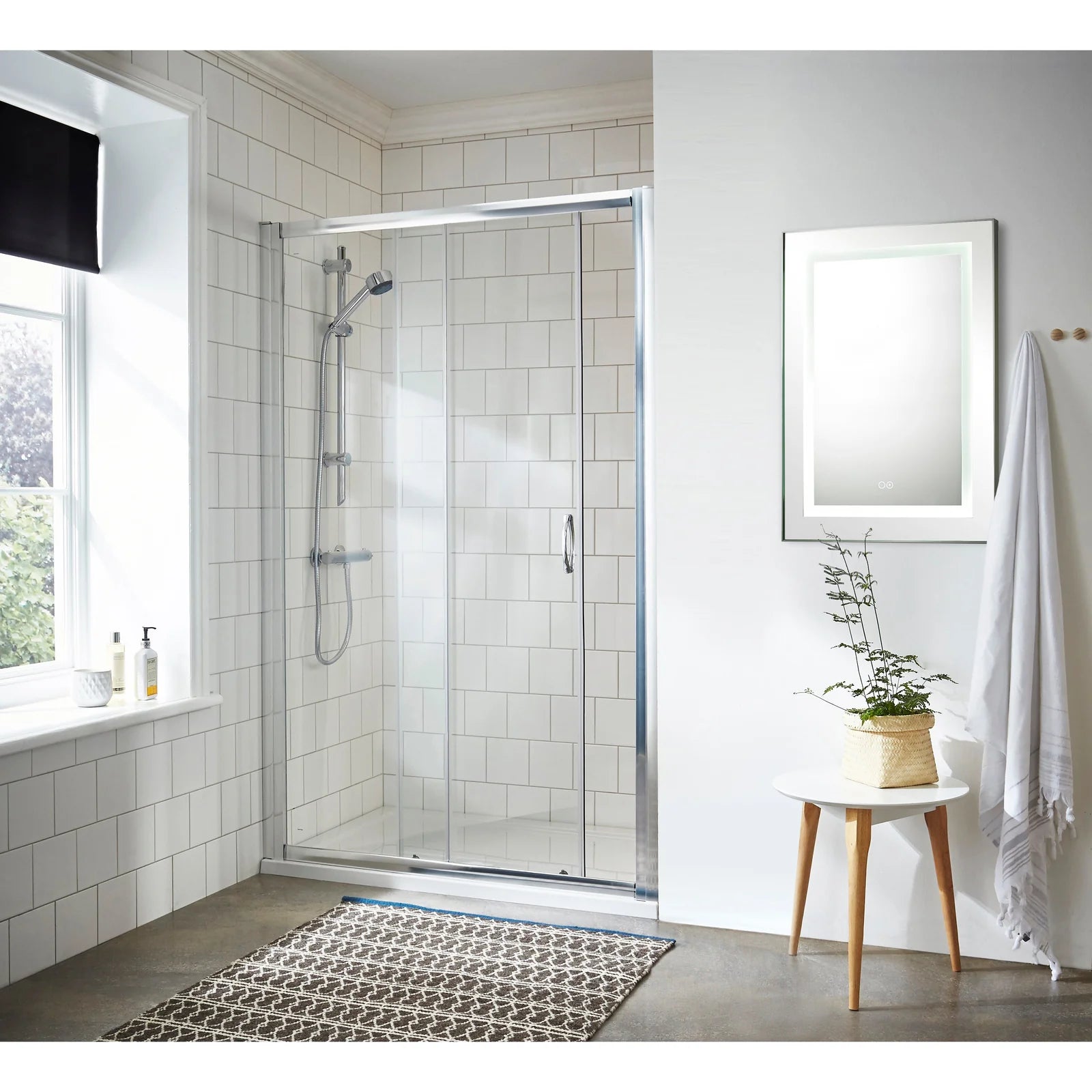 Foundry 5mm Glass Sliding Shower Door - Chrome
