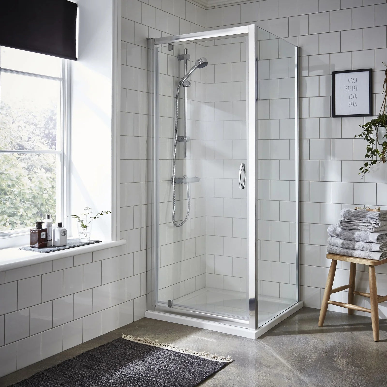 Foundry 5mm Glass Pivot Shower Door - Chrome