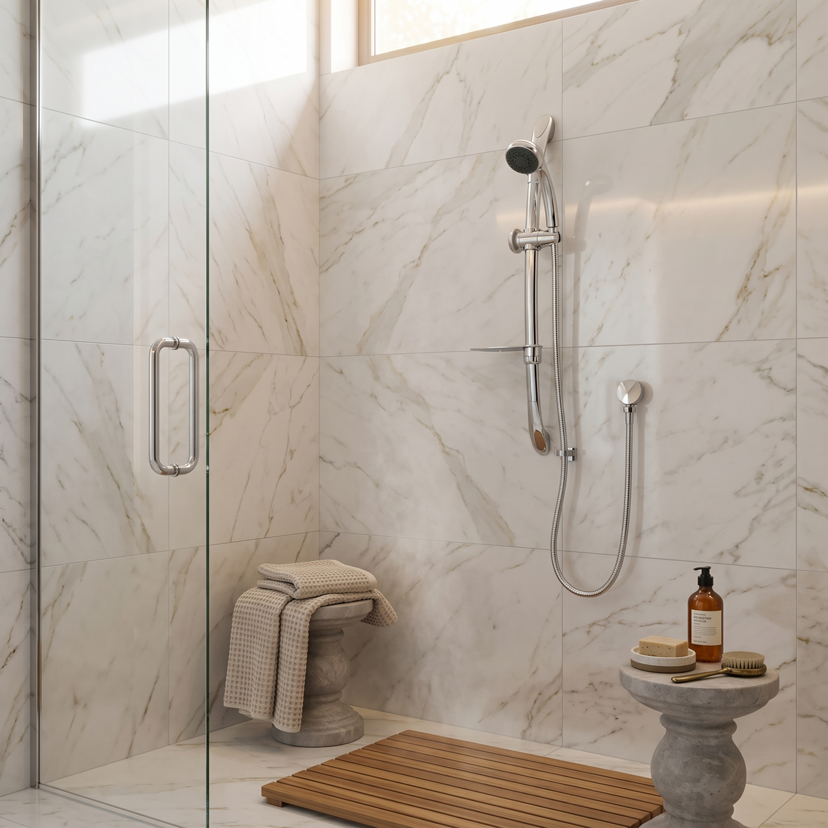 Omega Slide Rail Shower Kit with Soap Shelf - Chrome
