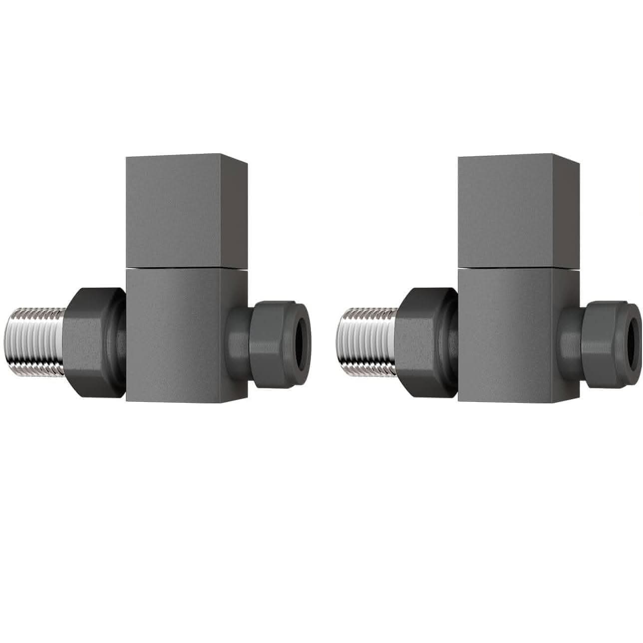 Cube Square Radiator Valve - Pair