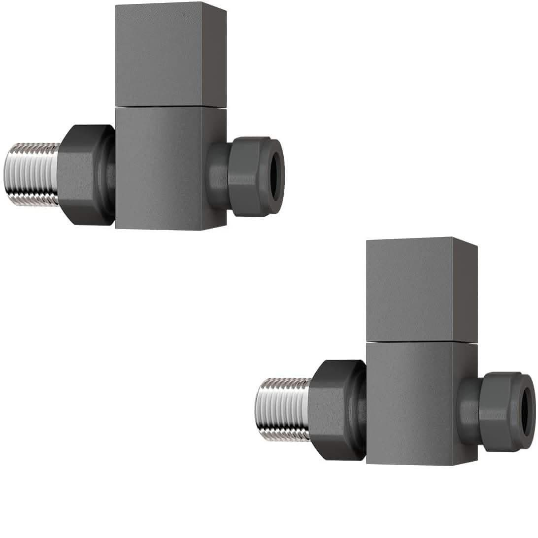 Cube Square Radiator Valve - Pair