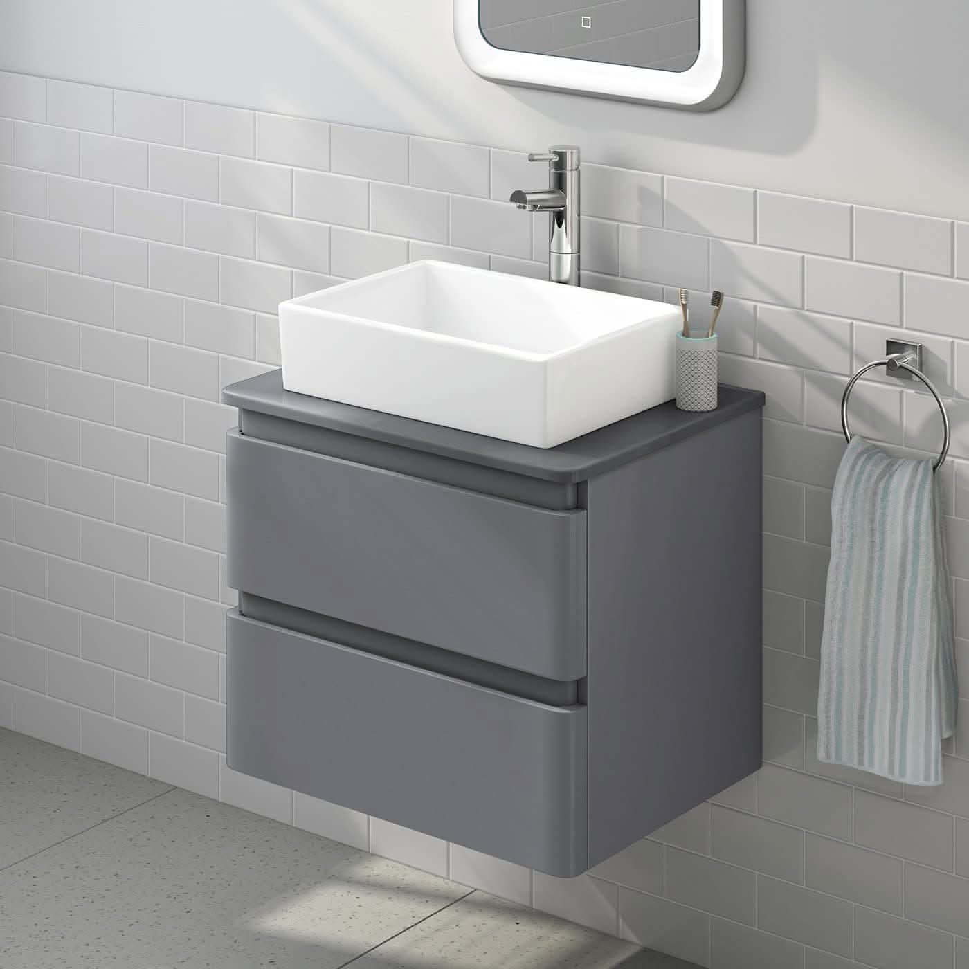 Modern Rectangular Ceramic Countertop Basin - 480mm x 390mm - Gloss White