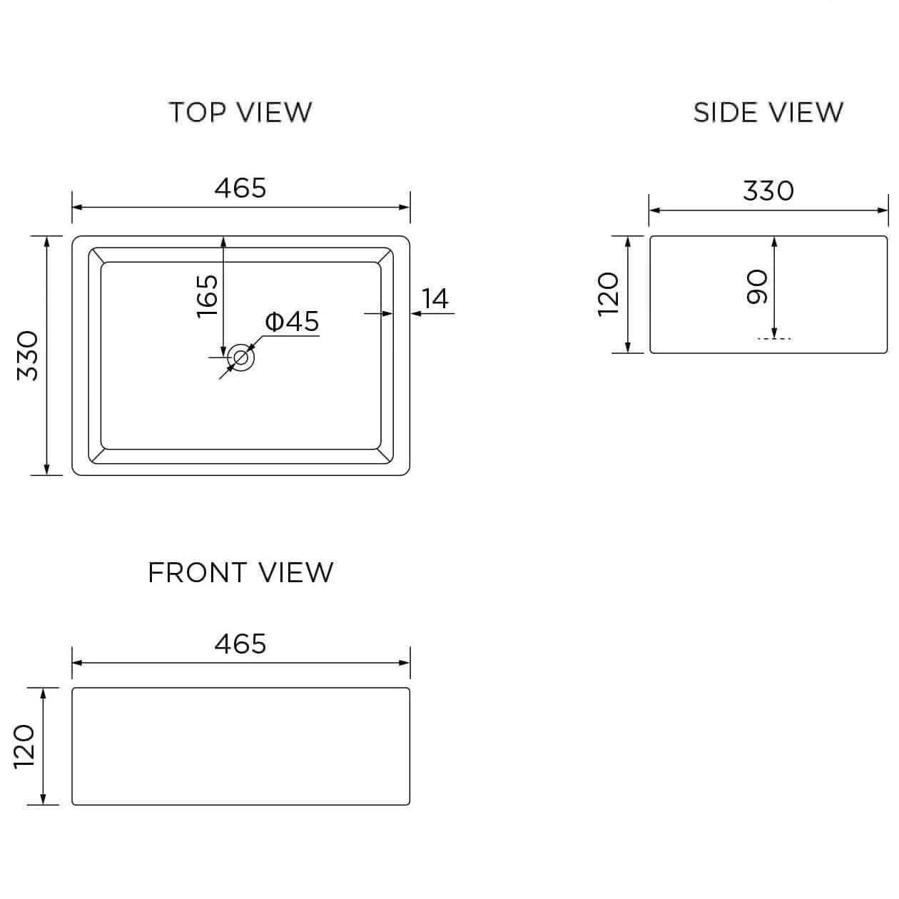 Modern Rectangular Ceramic Countertop Basin - 480mm x 390mm - Gloss White