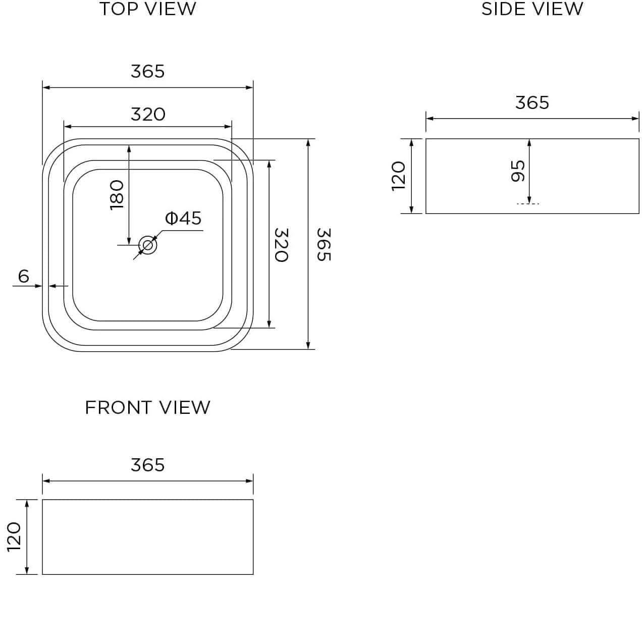 Modern Square Ceramic Countertop Basin - 390mm x 390mm - Gloss White