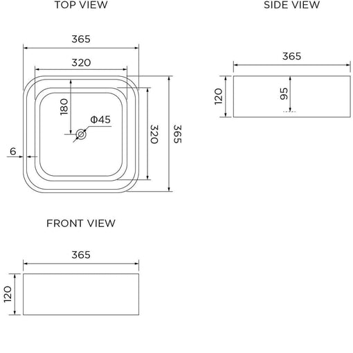 Modern Square Ceramic Countertop Basin - 390mm x 390mm - Gloss White