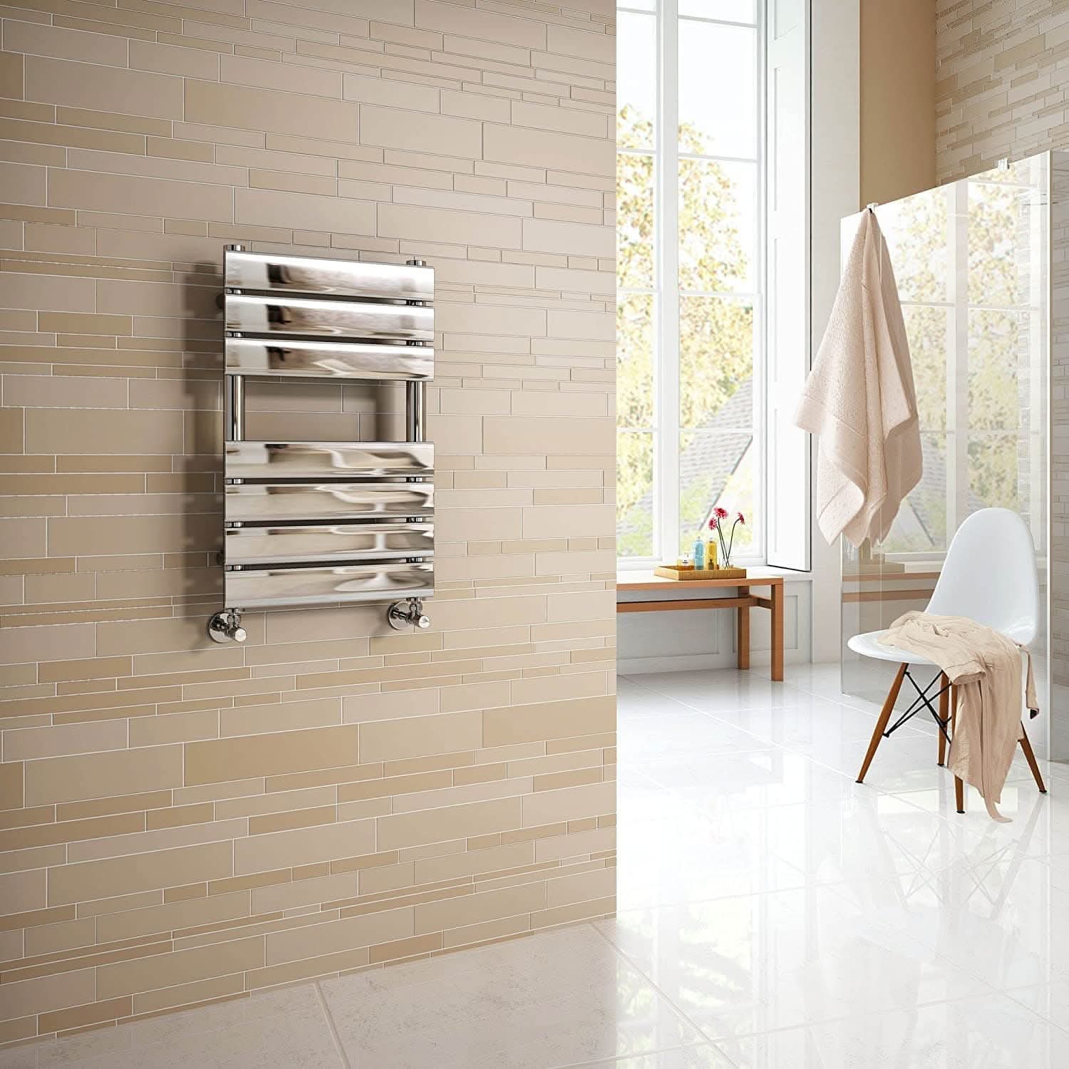 Lambeth Designer Flat Panel Heated Towel Rail - Bathroom4Less