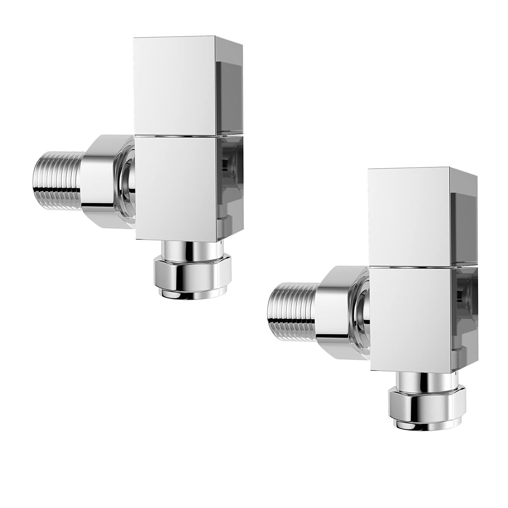 Cube Square Radiator Valve - Pair