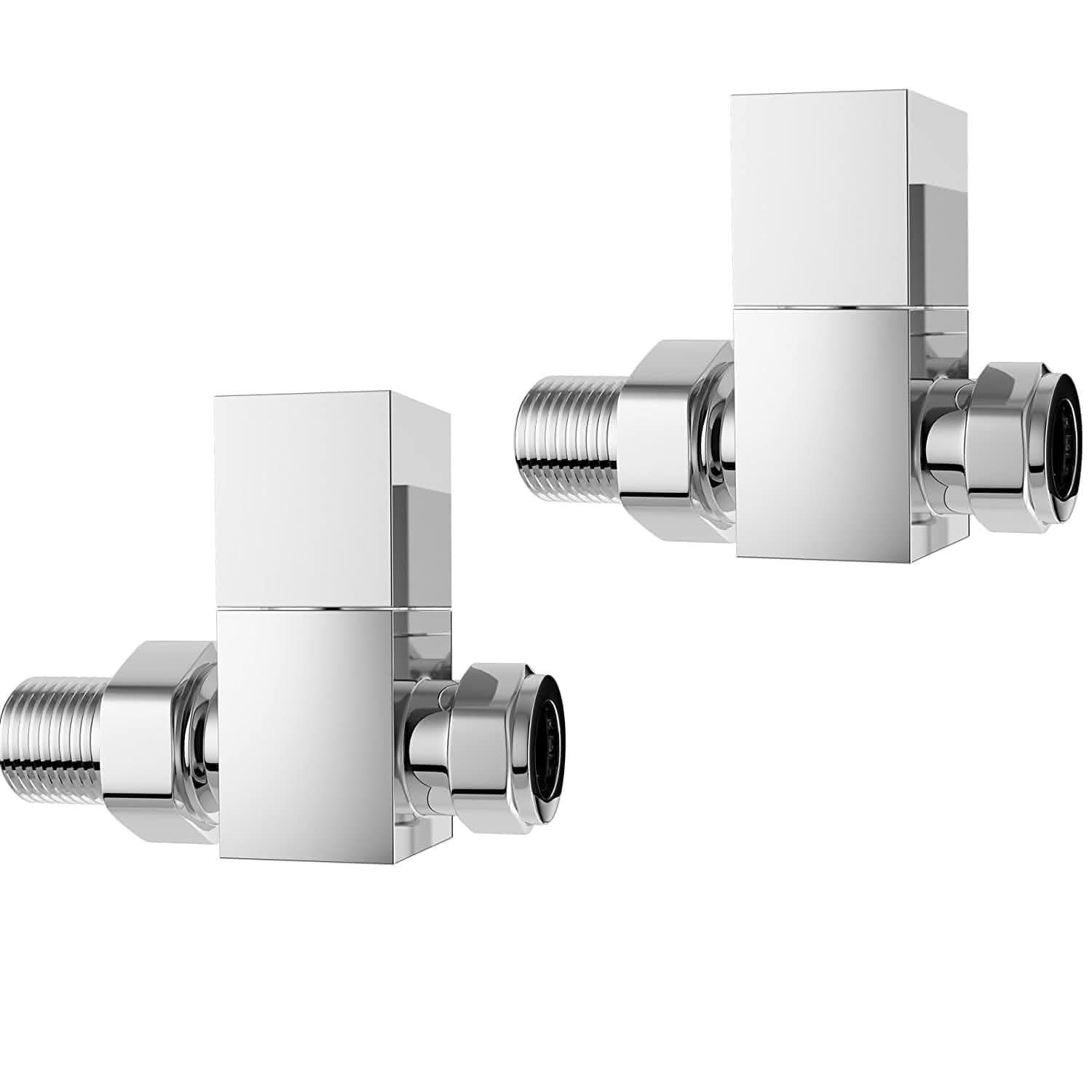 Cube Square Radiator Valve - Pair