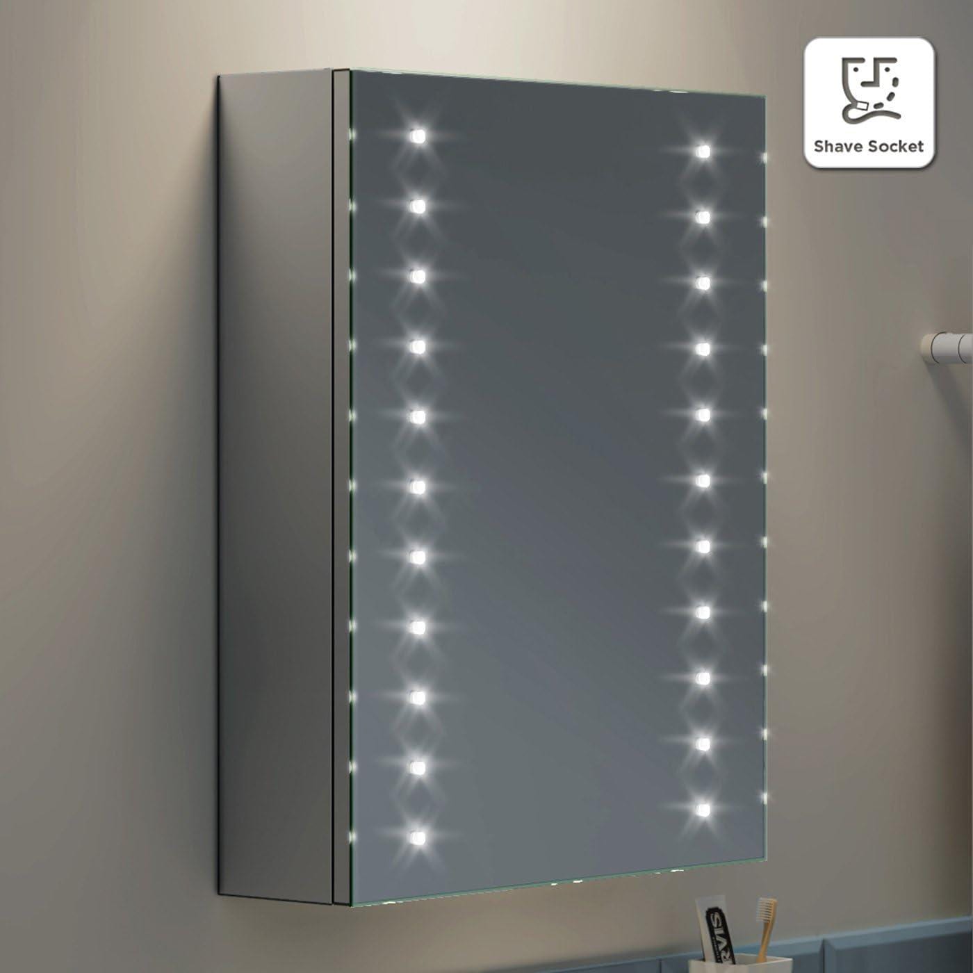 iBathUK Furniture > Mirrors iBathUK Bathroom Illuminated Mirror Cabinet with Shaver Socket 450 x 600 mm