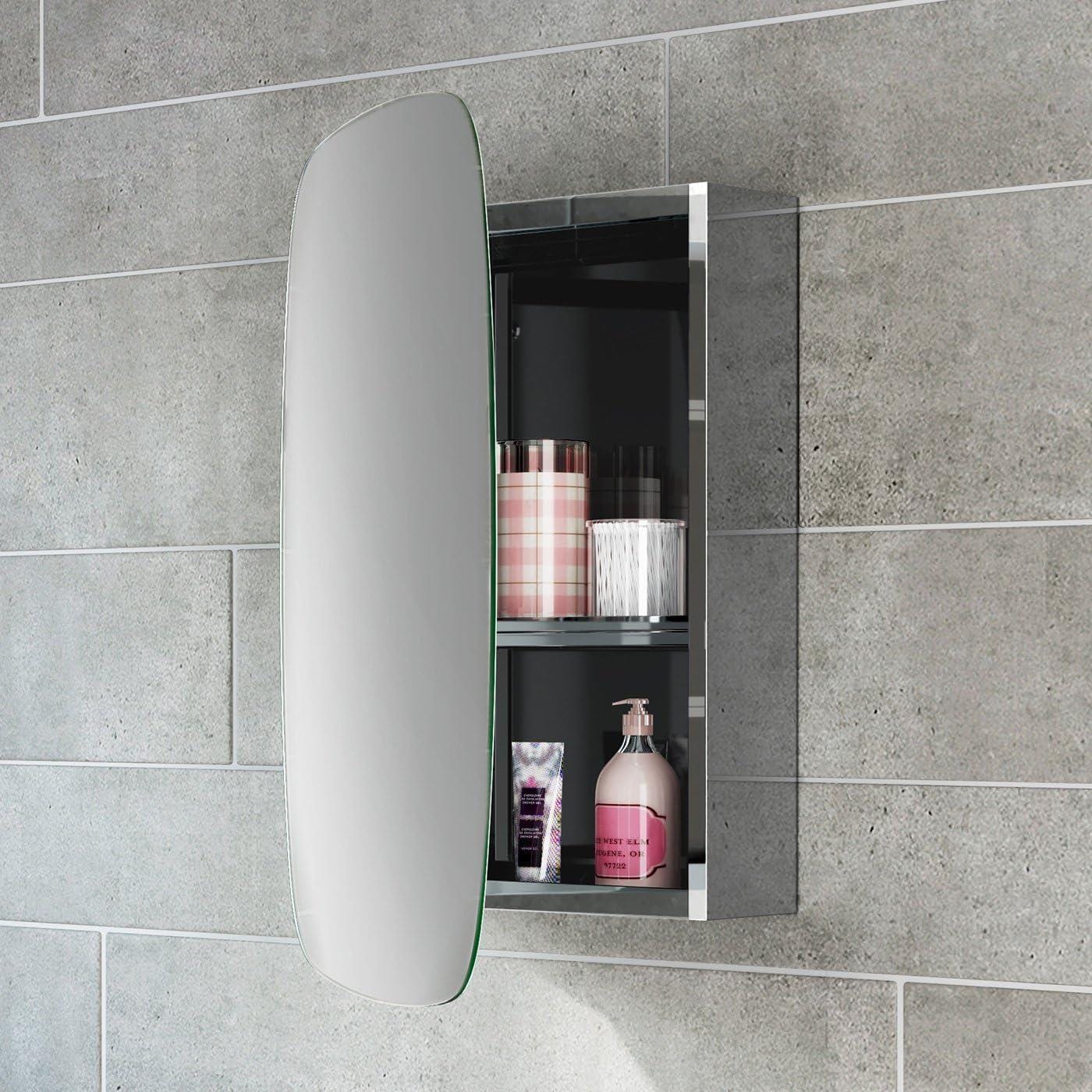 iBathUK Furniture > Mirrors iBathUK Bathroom Mirror Single Door Wall Mount Storage Unit Stainless Steel