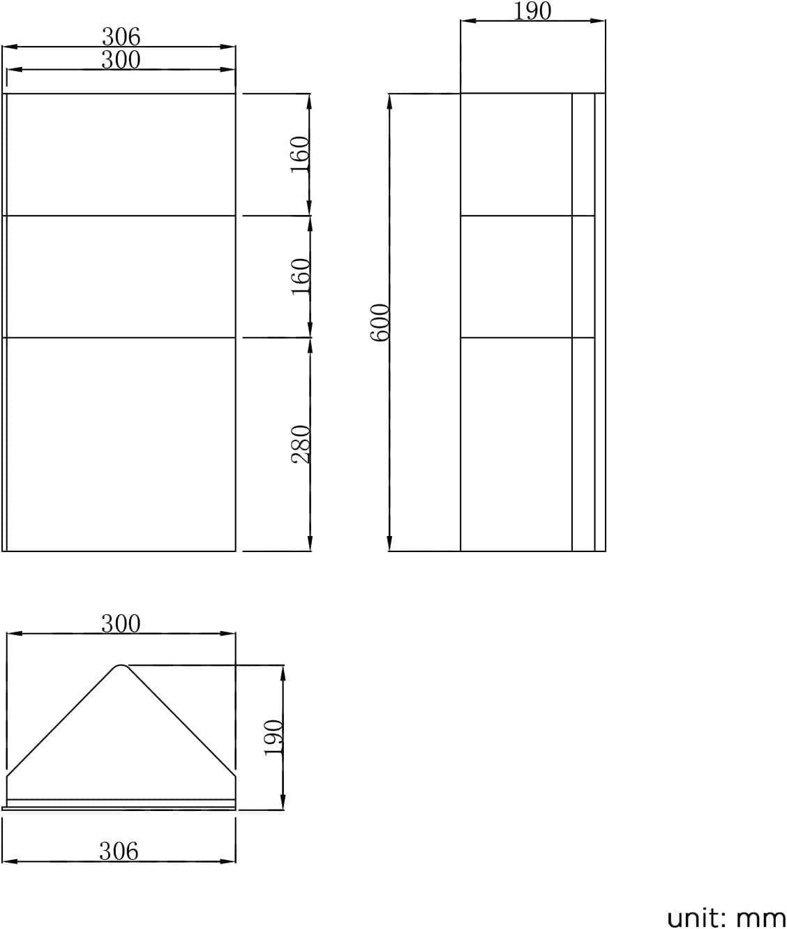 iBathUK Furniture > Mirrors iBathUK Bathroom Mirror Tall Corner Cabinet Storage Unit Stainless Steel Unit 300mm