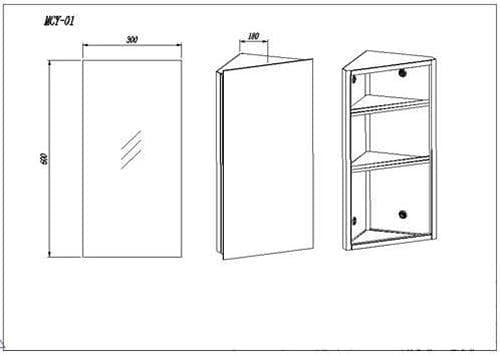 iBathUK Furniture > Mirrors iBathUK Bathroom Mirror Tall Corner Cabinet Storage Unit Stainless Steel Unit 300mm
