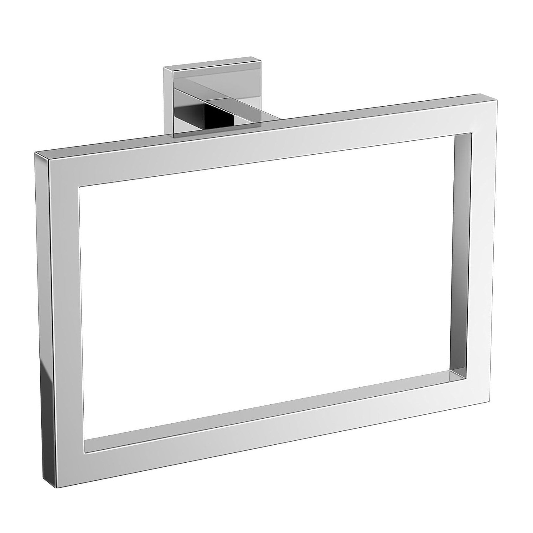 Modern Wall Mounted Square Towel Ring Holder - Chrome
