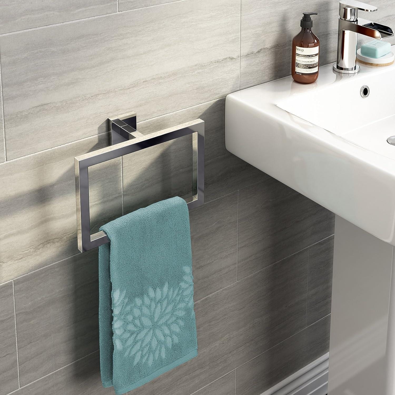 iBathUK Bathroom > Bathroom Accessories iBathUK Bathroom Towel Ring Holder Wall Mounted Square Bathroom Accessory