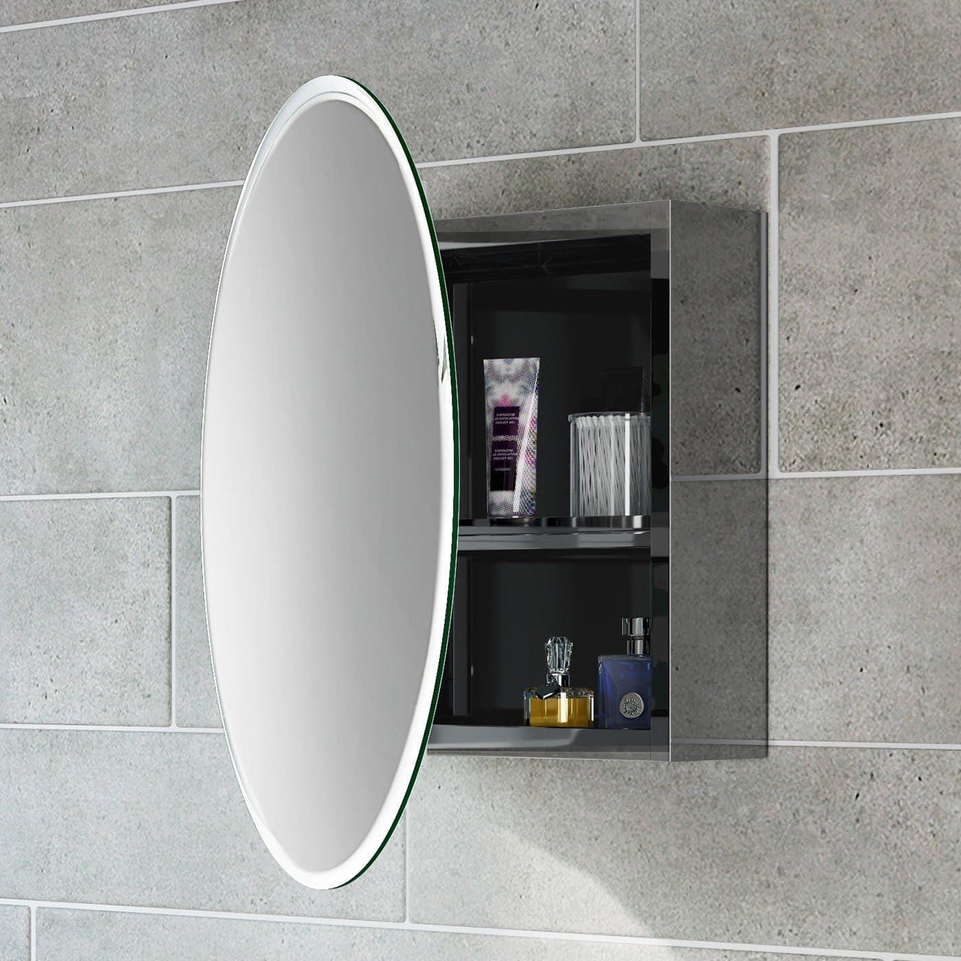 iBathUK Furniture > Mirrors iBathUK Mirror Cabinet Single Door Wall Mount Stainless Steel