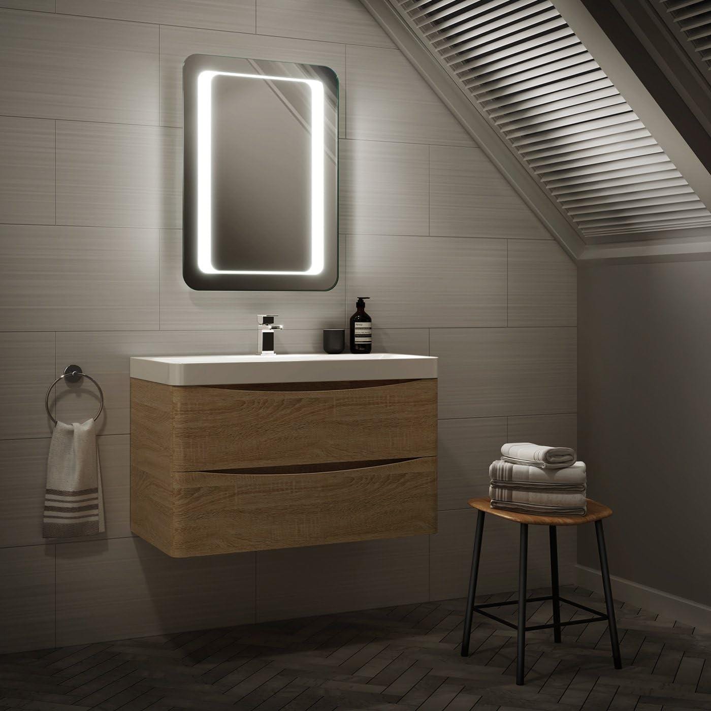 iBathUK Furniture > Mirrors iBathUK Mirror LED Light Battery Illuminated Wall Mounted Mirror 500 x 700mm