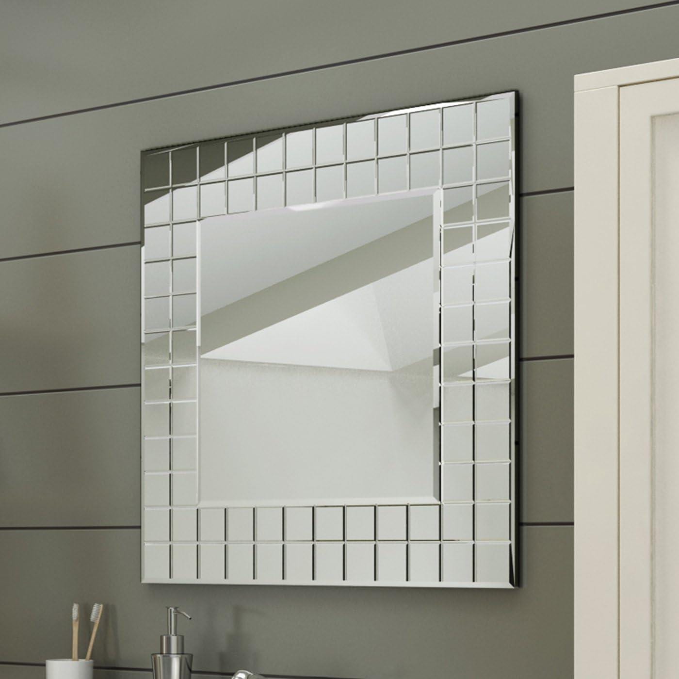 iBathUK Furniture > Mirrors iBathUK Mirror Wall Mounted Mosaic Designer Modern Mirror Square 600 x 600mm