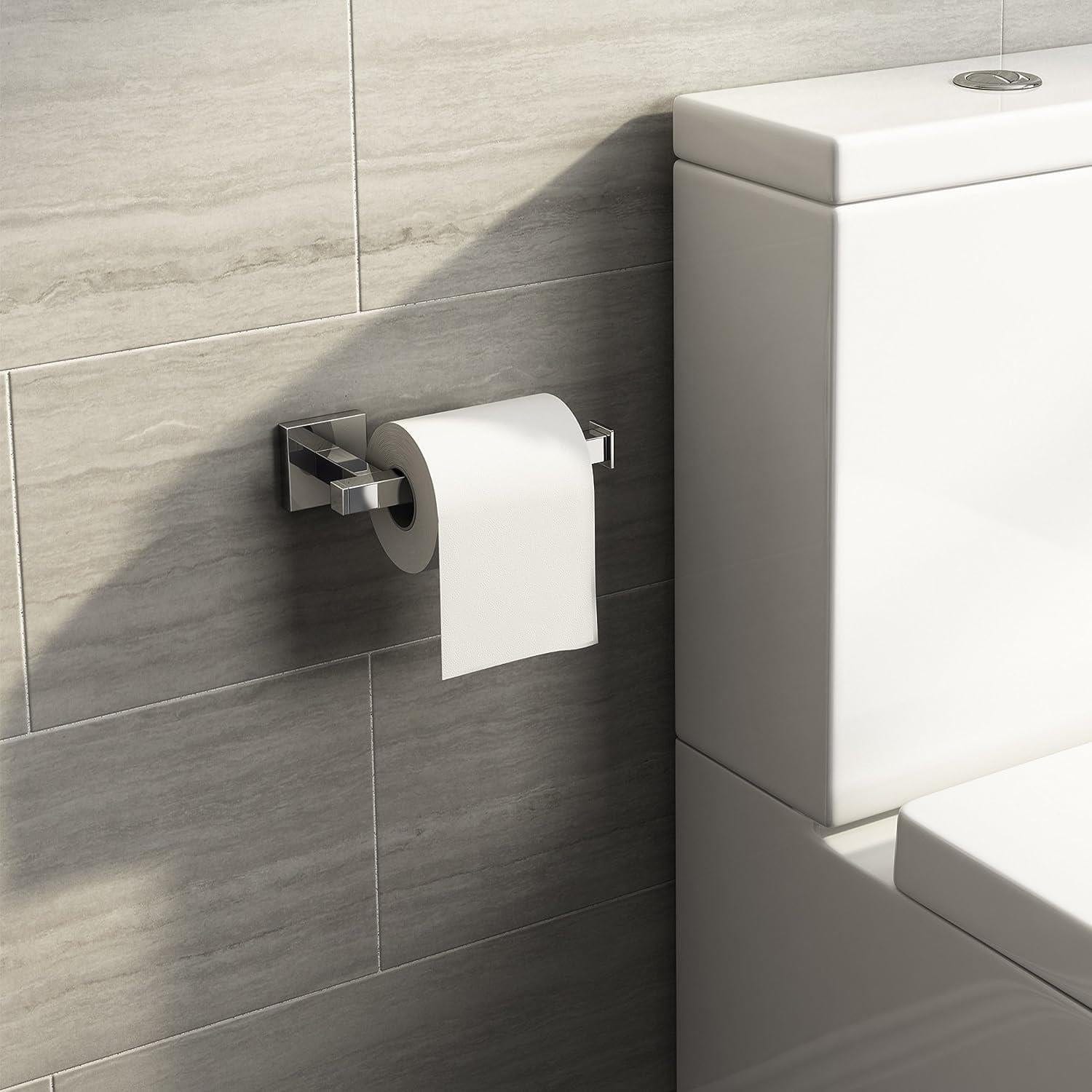 iBathUK Bathroom > Bathroom Accessories iBathUK Modern Toilet Roll Holder Chrome Wall Mounted Square