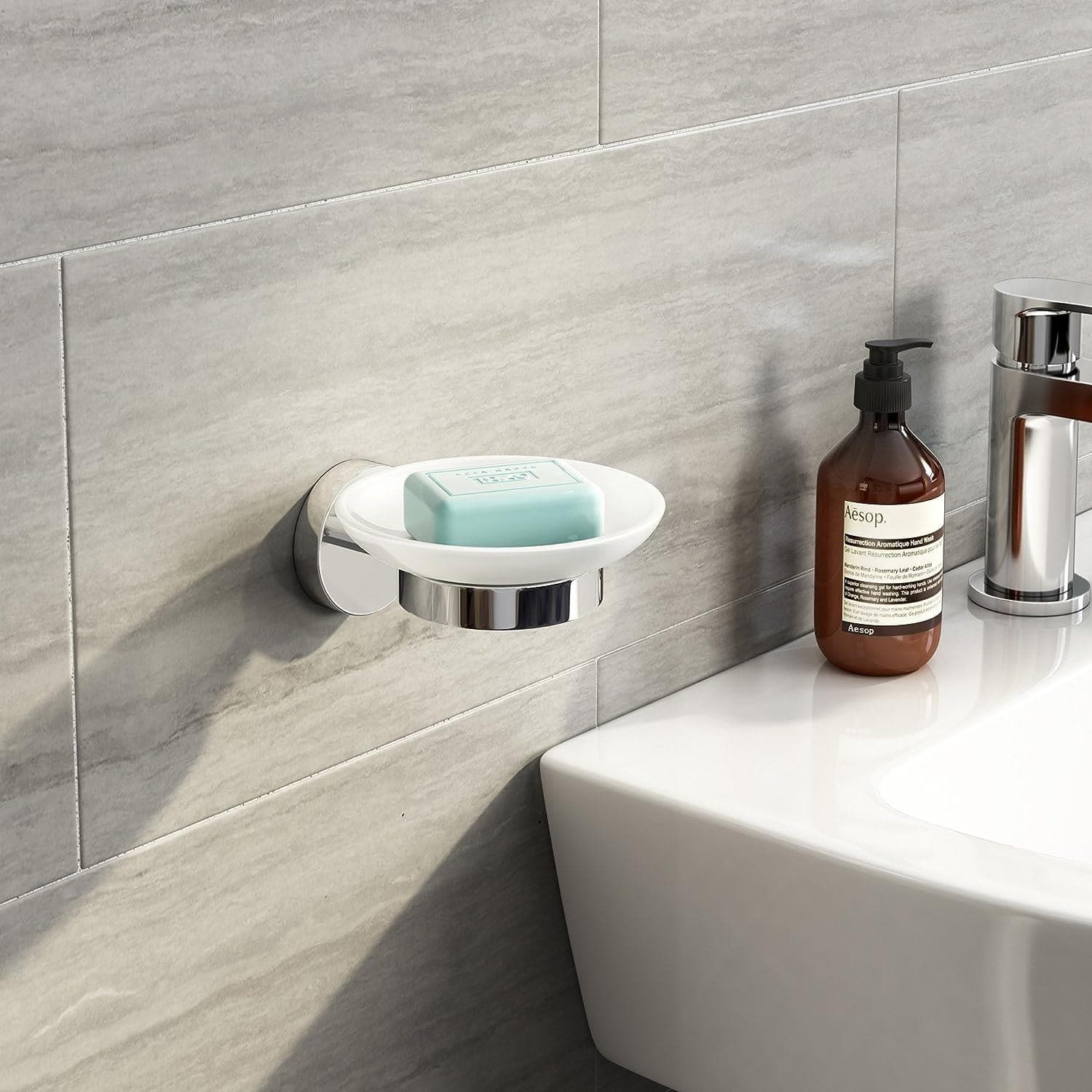 iBathUK Bathroom > Bathroom Accessories iBathUK Soap Dish Holder Wall Mounted Bathroom Accessory Round